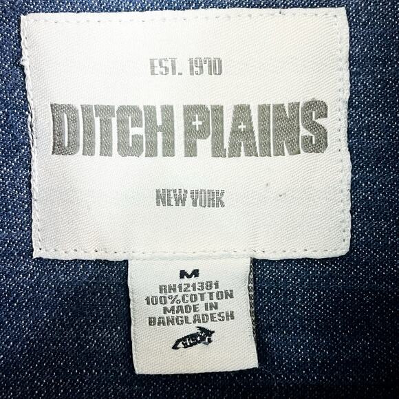 Ditch Plains Mens Denim Western Pearl Snap Cowboy Cut Shirt - Blue, Size M - Picture 8 of 10